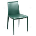 Italian minimalist green saddle leather dining chairs